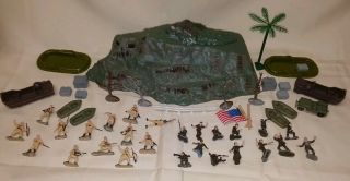 Vintage Marx Miniature Ww Ii Iwo Jima Mt Suribachi Ho 1 " Scale Soldiers Set