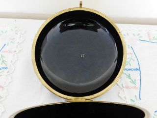 MARY GREGORY ROUND BLACK GLASS DRESSER JEWELRY / POWDER BOX - NUMBERED - RARE 4