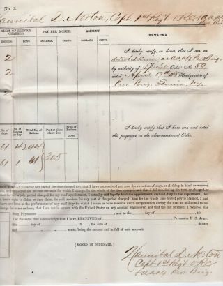 1865 Civil War Document Capt Norton Expenses for Black Servant 2