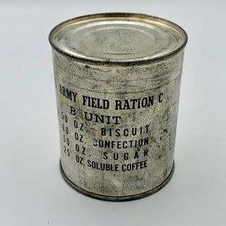 Ww2 Scarce Vintage Can Of Us Army Field Ration C Biscuit Confection Cof