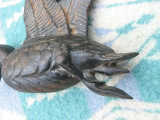 CAST IRON FIGURAL DUCK ANTIQUE VINTAGE ANDIRON FIRE DOG FLYING BIRD WATER FOWL 5