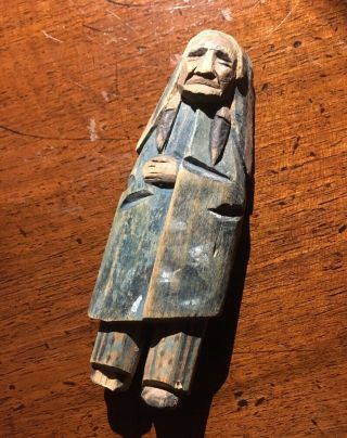 Vintage / Antique Native American / Canadian Carved Painted Wood Figure.  Chief