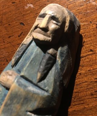 Vintage / Antique Native American / Canadian Carved painted Wood Figure.  Chief 4
