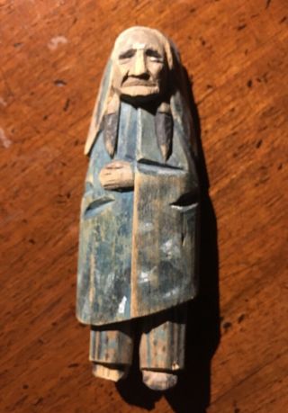 Vintage / Antique Native American / Canadian Carved painted Wood Figure.  Chief 5