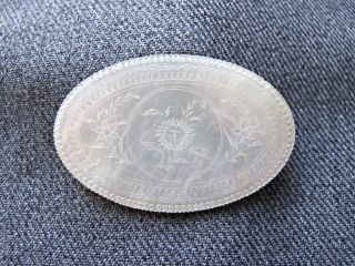 Antique Victorian Chinese Export Carved Mother Of Pearl Gaming Counters Chip 2