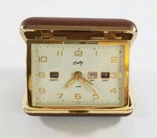 Vintage Bradley Wind Up Travel Alarm Clock Japan With Date And Instructions