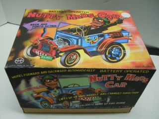 Vintage Japan Marx Tin Battery Op.  1960 ' s Nutty Mads Car w/BOX.  A, .  RUNS.  NO RES 11