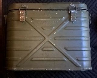 Vintage 1979 U.  S.  Military Army Food Cooler Container,  3 Metal Food Canisters
