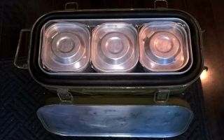 Vintage 1979 U.  S.  Military Army Food Cooler Container,  3 Metal Food Canisters 4