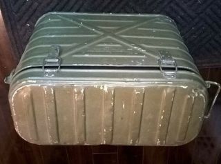 Vintage 1979 U.  S.  Military Army Food Cooler Container,  3 Metal Food Canisters 8