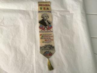 1876 Thomas Stevens Silk Centennial George Washington Bookmark Philadelphia