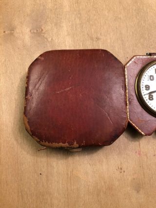 Vintage Waltham 8 - Day 7 - Jewel Travel Clock w/Bifold Leather Case Pat Mar 1912 3