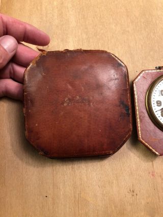 Vintage Waltham 8 - Day 7 - Jewel Travel Clock w/Bifold Leather Case Pat Mar 1912 4