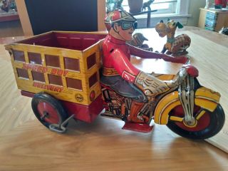 Mar Toy Tin Wind Up Toy Speedy Boy Delivery Usa Made