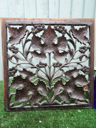 19thc Wooden Oak Carved Panels With Leaf & Berry Carvings C1890s