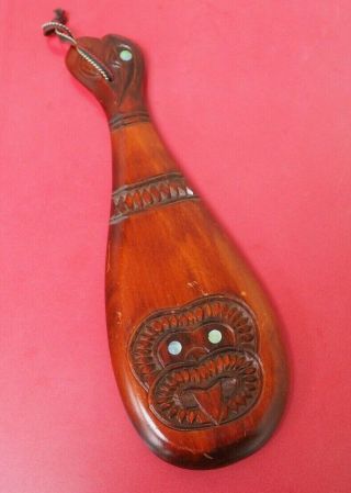 Good Vintage Oceanic Polynesian Zealand Maori Carved Wooden War Club 2 Nr