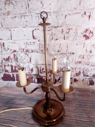 Antique Old Vintage Brass Desk Bedroom Side Table Light Lamp 3 Arm Ornate