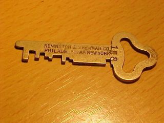 Antique Brass Remington & Sherman Safe Vault Lock Bank Key