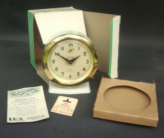 Vintage Lux Lebanon Wind Up Alarm Clock Pedestal Early 60 ' s 4