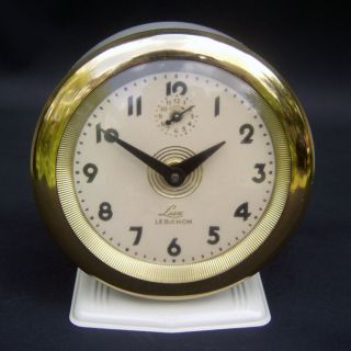 Vintage Lux Lebanon Wind Up Alarm Clock Pedestal Early 60 ' s 5