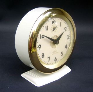 Vintage Lux Lebanon Wind Up Alarm Clock Pedestal Early 60 ' s 6