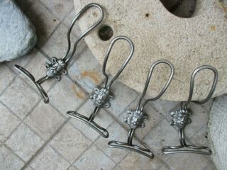 VINTAGE RARE FOUR ART NOVEAU STYLE IRON DECORATED MAN FACE WALL DOUBLE COAT HOOK 2