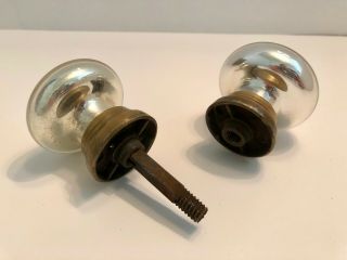Antique Set of American Mercury Glass Doorknobs w/ Brass Shanks 3