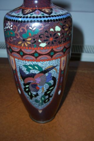 19th Century Japanese Cloisonné Vase,  Dragon And Phoenix Panels,  Meiji Period