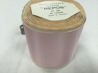 Large Vintage Taffeta Rayon Pink Ribbon Whole Roll/ Ruban Ancien Rayonne/18yds