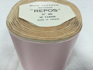 Large Vintage Taffeta Rayon pink Ribbon Whole Roll/ ruban ancien rayonne/18yds 5