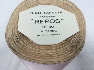 Large Vintage Taffeta Rayon pink Ribbon Whole Roll/ ruban ancien rayonne/18yds 6