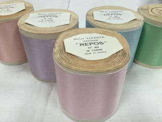 Large Vintage Taffeta Rayon pink Ribbon Whole Roll/ ruban ancien rayonne/18yds 8