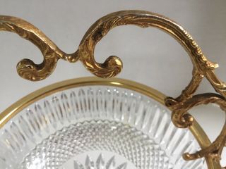 ANTIQUE PRESSED GLASS BOWL IN FRENCH GOLD GILT ORMOLU STAND - ORNATE FIGURAL FISH 4