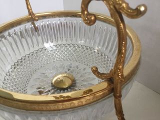 ANTIQUE PRESSED GLASS BOWL IN FRENCH GOLD GILT ORMOLU STAND - ORNATE FIGURAL FISH 8