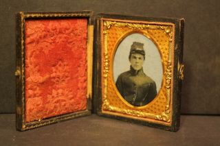 ID ' d Civil War 1st Ohio Cavalry Soldier 9th Plate Ambrotype 4