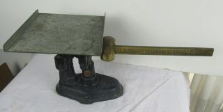 Antique Fairbanks Postal Scale Cast Iron Brass Adjustable W Decal -