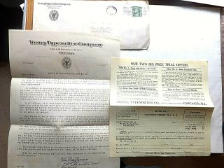 1927 Young Typewriter Company Letterhead,  Mailing Envelope,  Order Form.  Chicago.