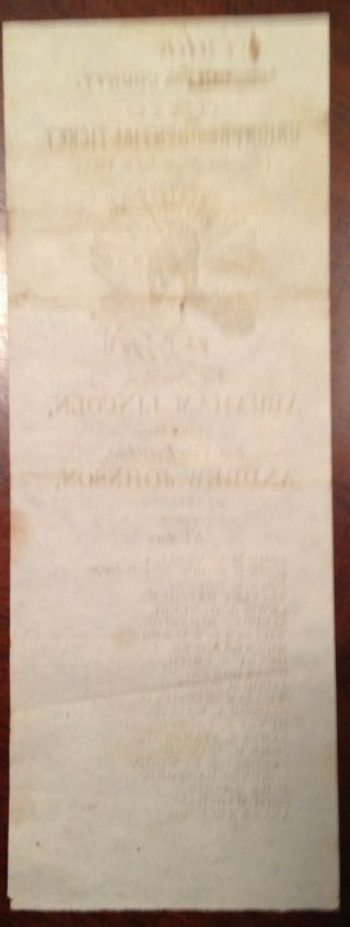 1864 Civil War Abraham Lincoln Vinton Co. ,  Ohio Presidential Ballot 3 2