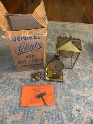 Vintage Schatz 400 Day Carriage Anniversary Clock Made In Germany (with Key)