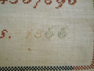 1866 LOVELY ANTIQUE BELGIAN ALPHABET SAMPLER SIGNED ' ROSALIE RAES,  WESTERLOO ' 4