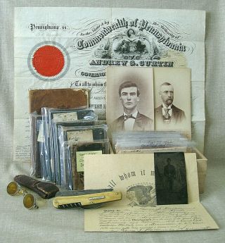 Civil War Archive Of George S.  Walker / Diaries,  Discharges,  Photos,  Knife,  Etc.