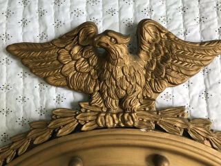 ANTIQUE FEDERAL GOLD CONVEX COLONIAL EAGLE & BALL MIRROR GESSO OVER WOOD 5