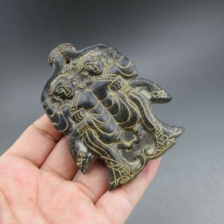 China,  jade,  collectibles,  Black magnet,  Hongshan culture,  dancers,  pendant S0025 2