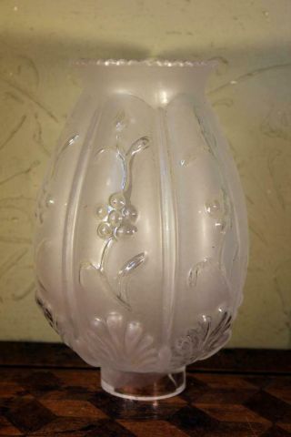 Vintage Molded Frosted Glass Oil Hurricane Candle Lamp Light Shade 2 1/4 " Fitter