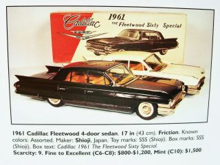 1961 Cadillac Fleetwood 17” (43.  2 cm) Japanese Tin Car by SSS w/Original Box NR 12