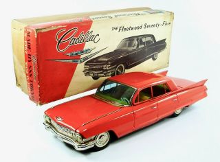 1961 Cadillac Fleetwood 17” (43.  2 Cm) Japanese Tin Car By Sss W/original Box Nr