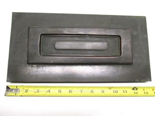 Vintage Solid Brass Hinged Mail Slot 2 piece Overall 13 1/2 x 6 3/4 2