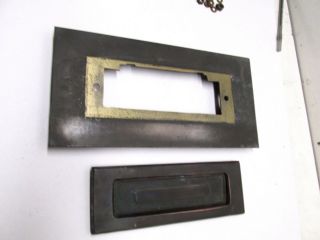 Vintage Solid Brass Hinged Mail Slot 2 piece Overall 13 1/2 x 6 3/4 6