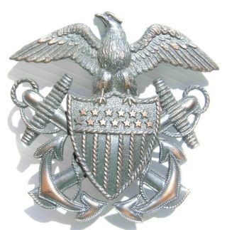 Rare Ww2 Us Navy Medical Officer Hat Badge - Attached To Marine Corps - Pasquale