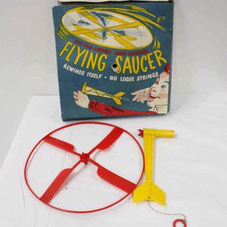 Vintage Australian Made Pull String Flying Saucer Toy 209